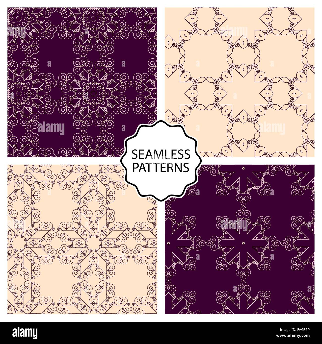 Vector illustration. Set of seamless line patterns Stock Vector Image ...