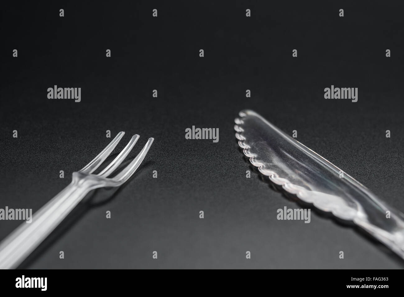 set of plastic disposal fork and cutlery Stock Photo Alamy