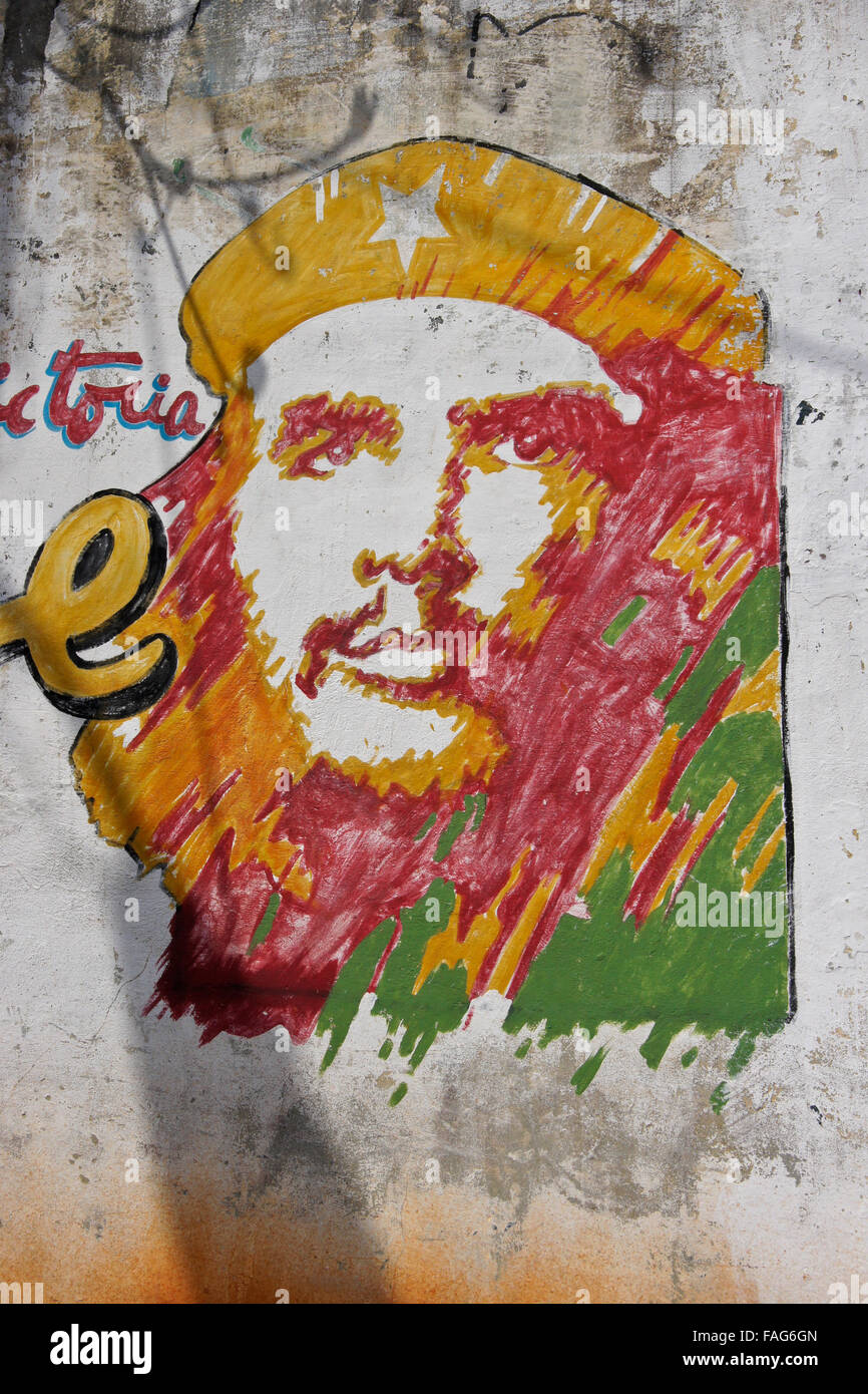 Che Guevara artwork on wall, Viñales, Pinar del Rio province, Cuba Stock Photo