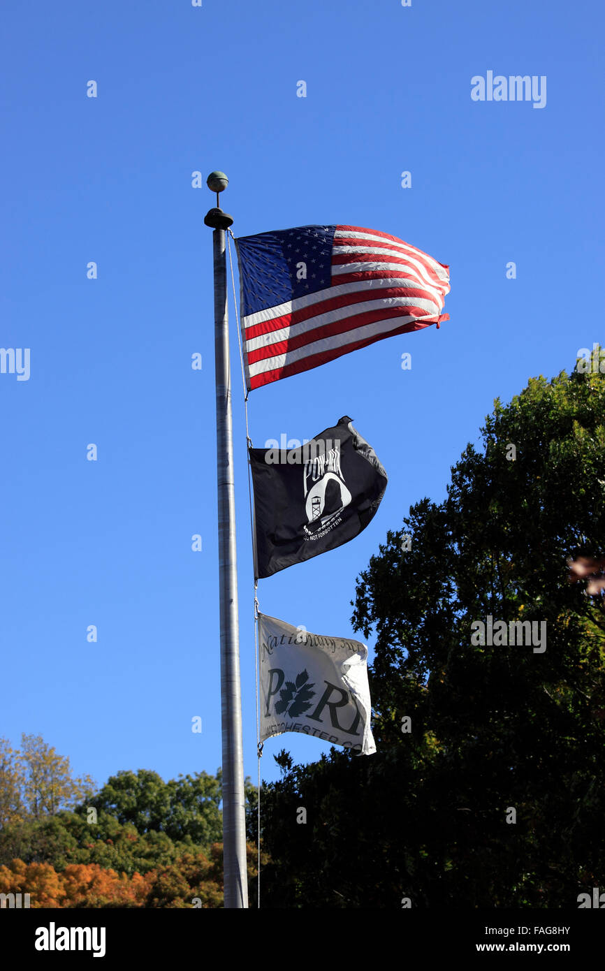 Flags Tibbetts Brook Park Yonkers New York Stock Photo