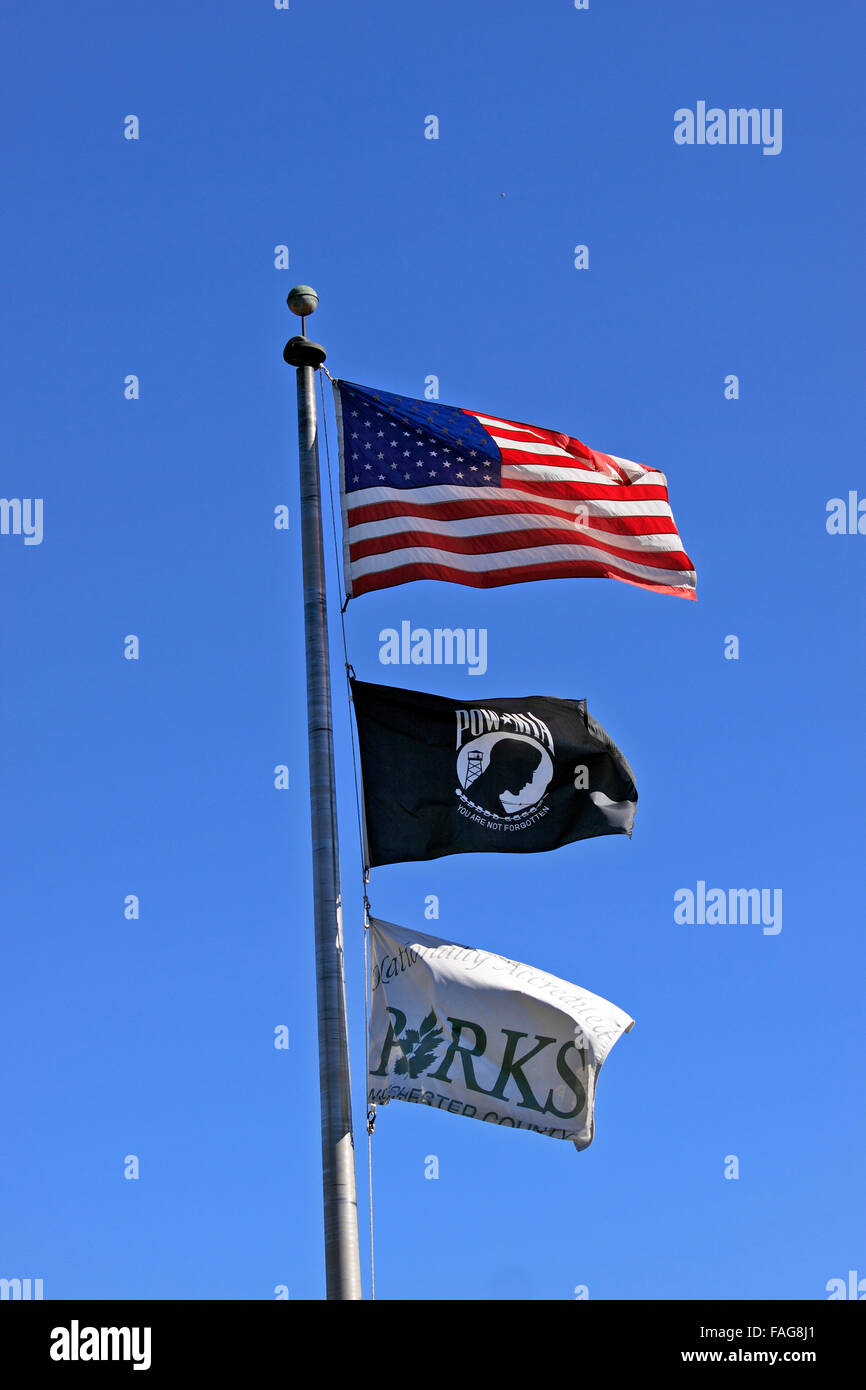 Flags Tibbetts Brook Park Yonkers New York Stock Photo