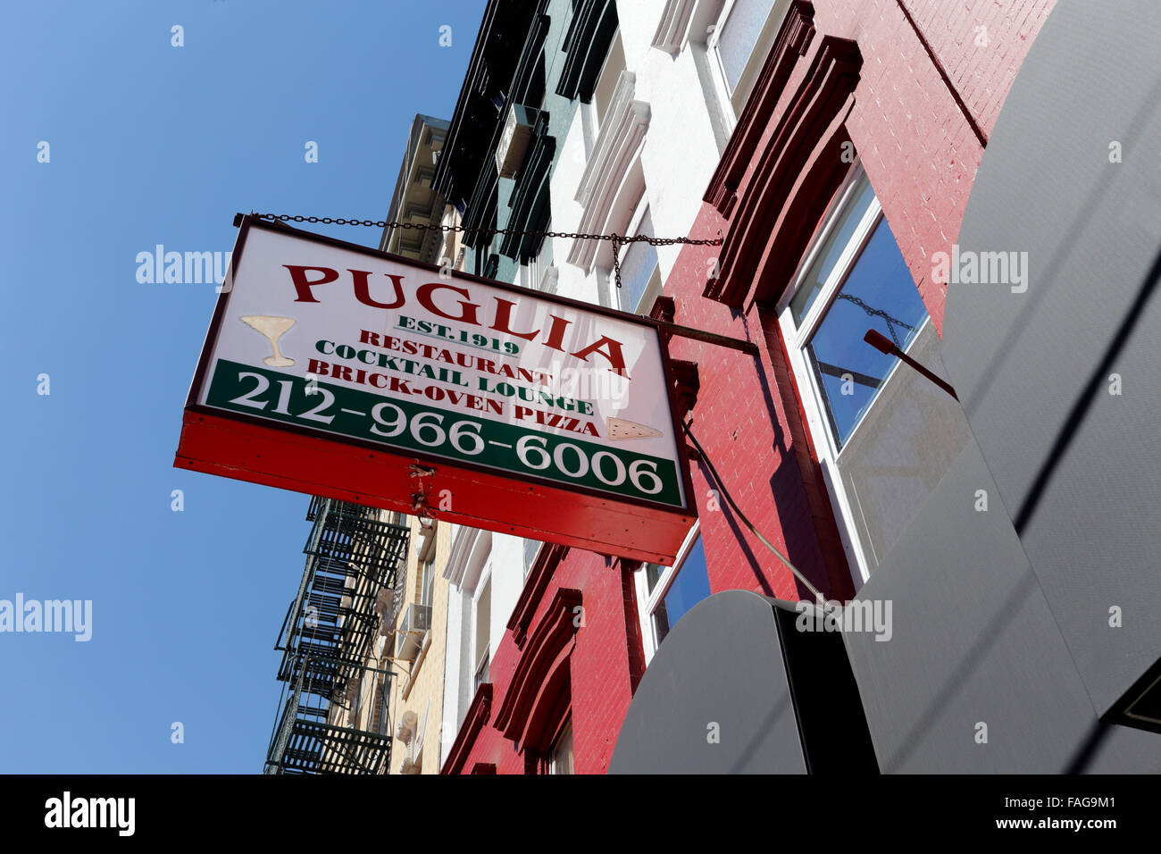 Puglia restaurant Hester Street Little Italy lower east side of Manhattan New York City Stock Photo