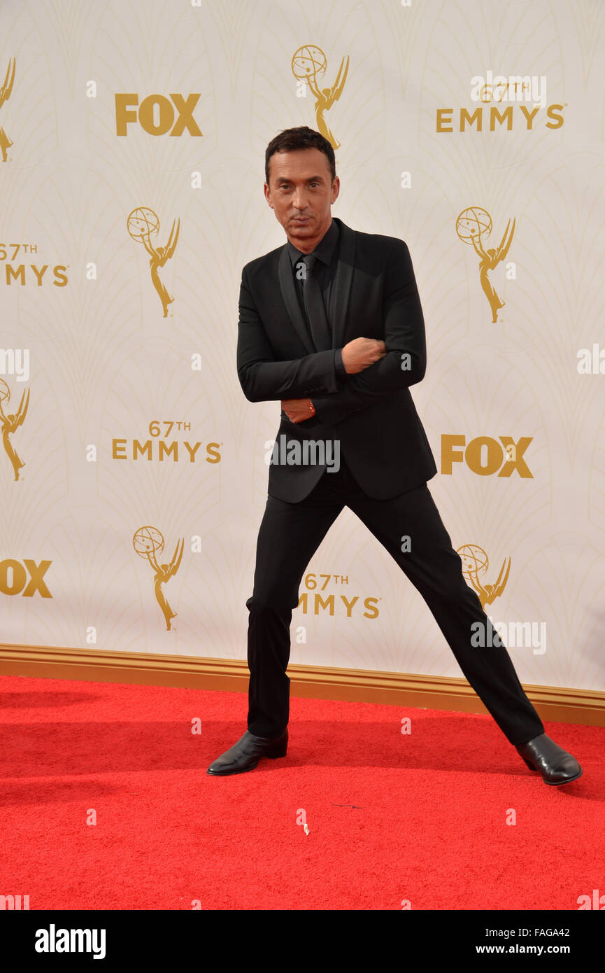 LOS ANGELES, CA - SEPTEMBER 20, 2015: Bruno Tonioli at the 67th Primetime Emmy Awards at the Microsoft Theatre LA Live. Stock Photo