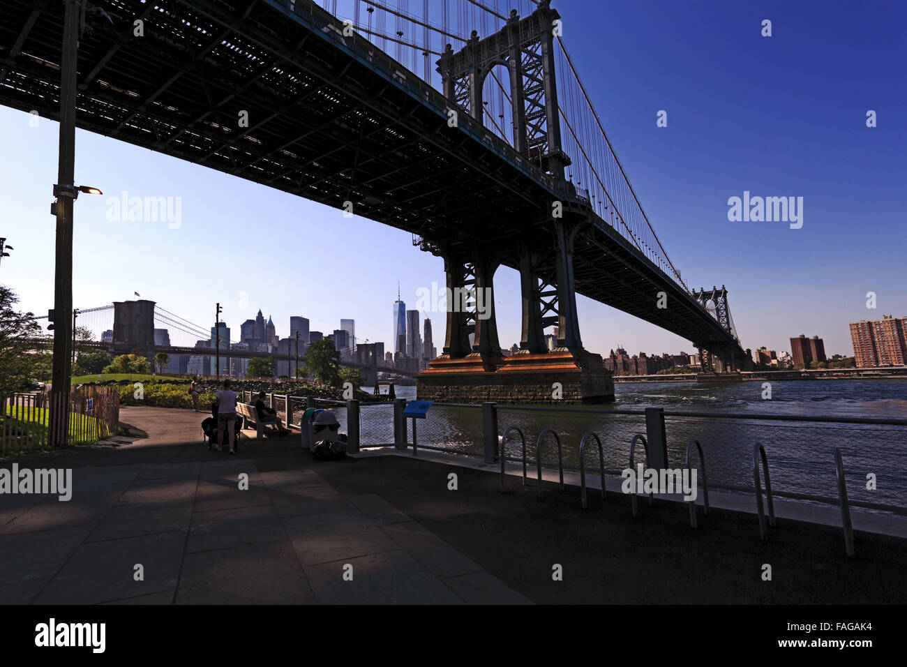 Under the Manhattan Bridge DUMBO neighborhood of Brooklyn New York City Stock Photo