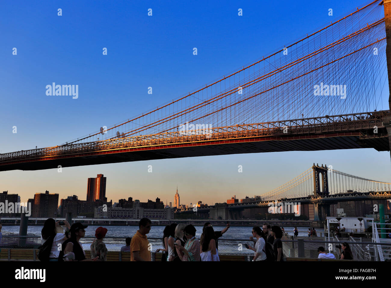Brooklyn and Manhattan Bridges New York City Stock Photo