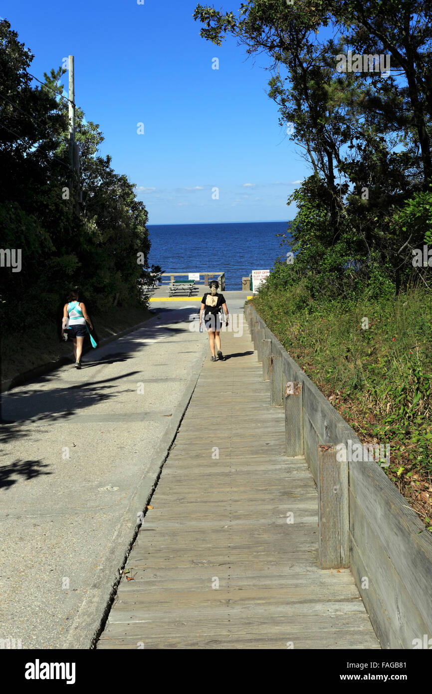 Ramp to the beach Wildwood State Park Long Island Sound New York Stock Photo