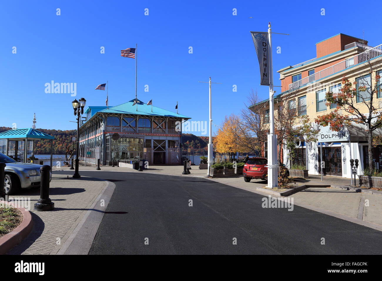 Downtown waterfront district on the Hudson River Yonkers New York Stock