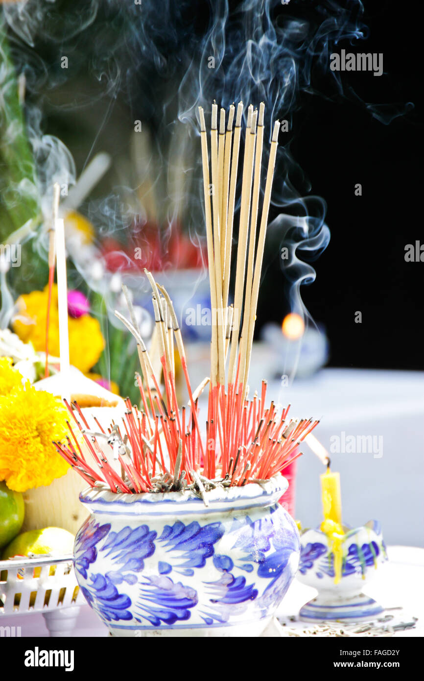Incense to worship God and Incense to worship the Buddha Stock Photo