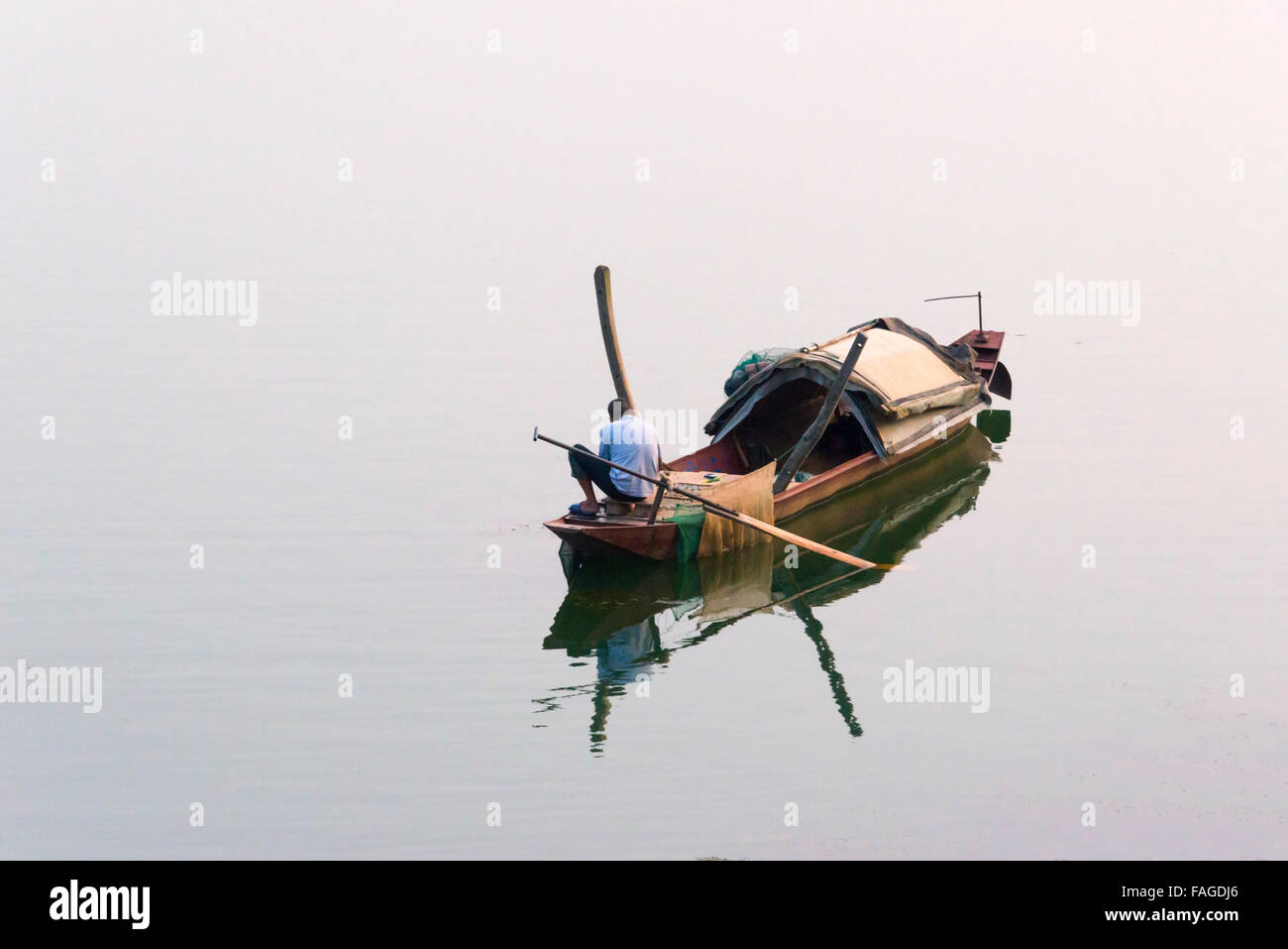 Fishing boat on the river, Yongzhou, Hunan Province, China Stock Photo
