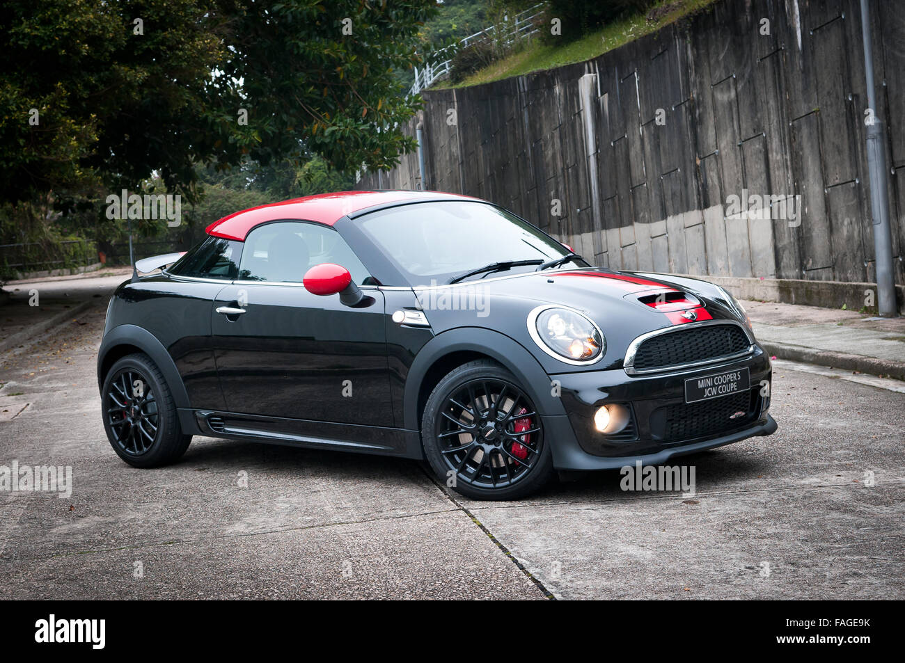 Hong Kong, China Feb 14, 2012 Mini Cooper S JCW Coupe test drive on Feb 14 2012 in Hong Kong