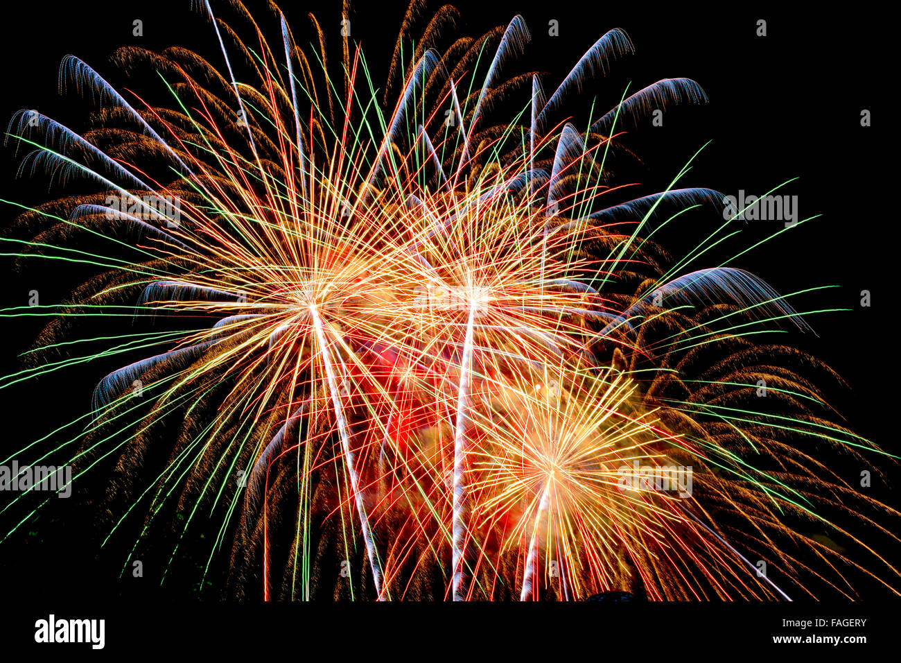 Fireworks Celebration at night Stock Photo