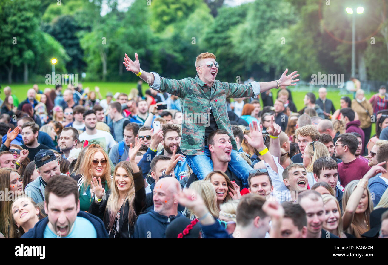 People at a music festival event in Aberdeen, Scotland, UK Stock Photo