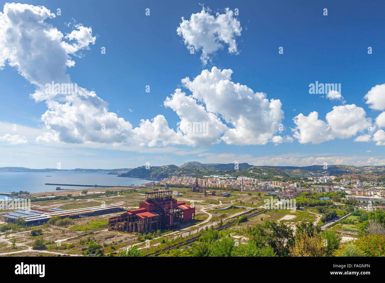 Abandoned iron and steel works factory on the outskirts of Naples. Bagnoli, ex industrial area Stock Photo