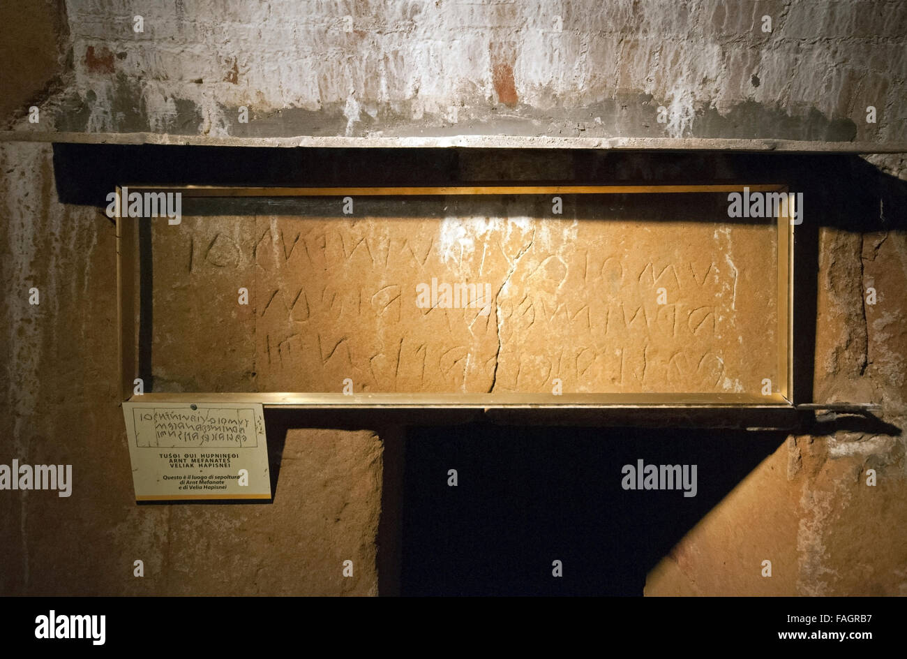 Inscription of Etruscan grave in the Archaeological Park of Sodo ...