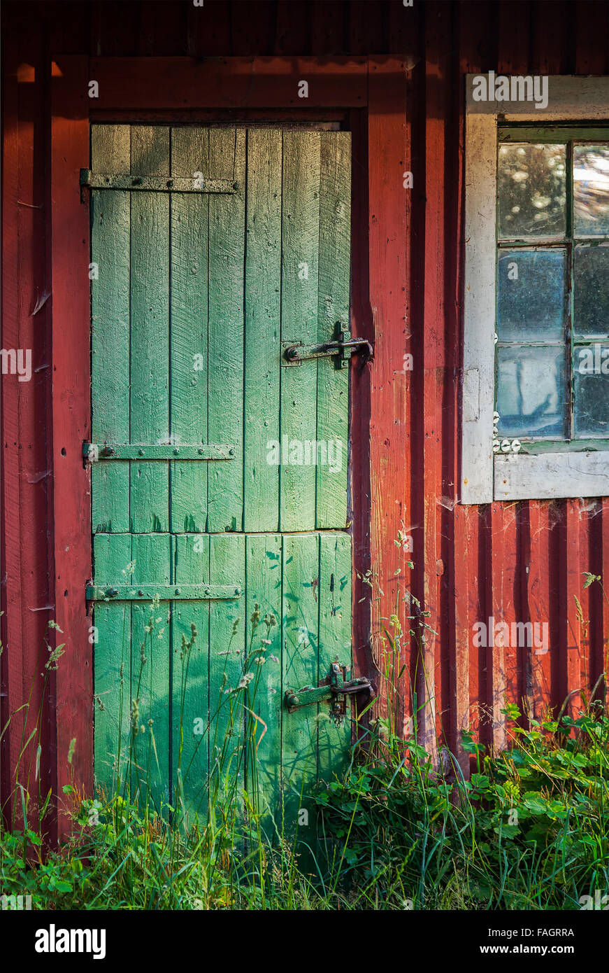 Image of an old cottage door. Stock Photo