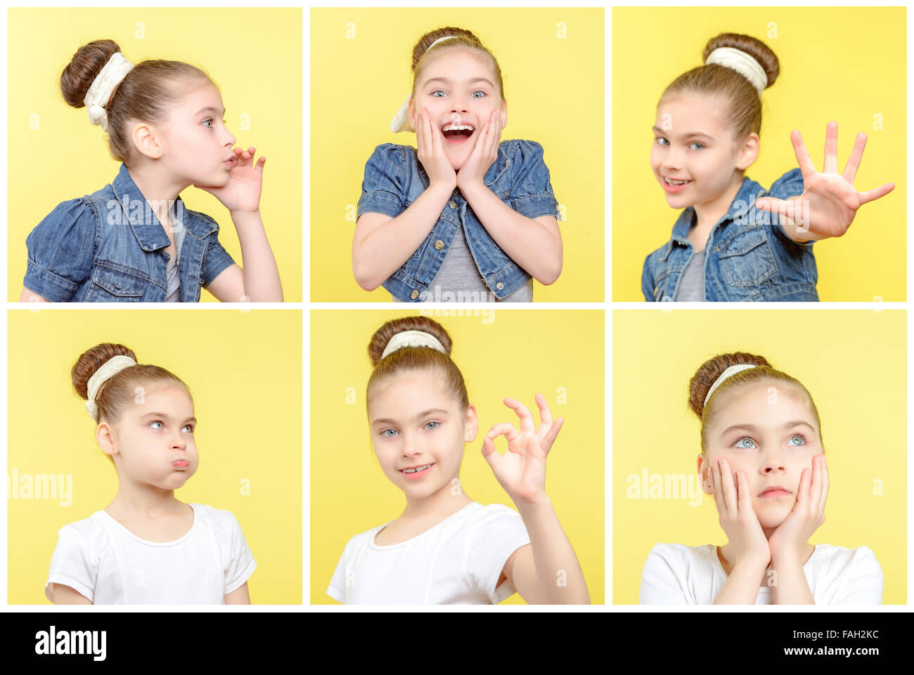 Little girl using different mimics for each shot Stock Photo Alamy