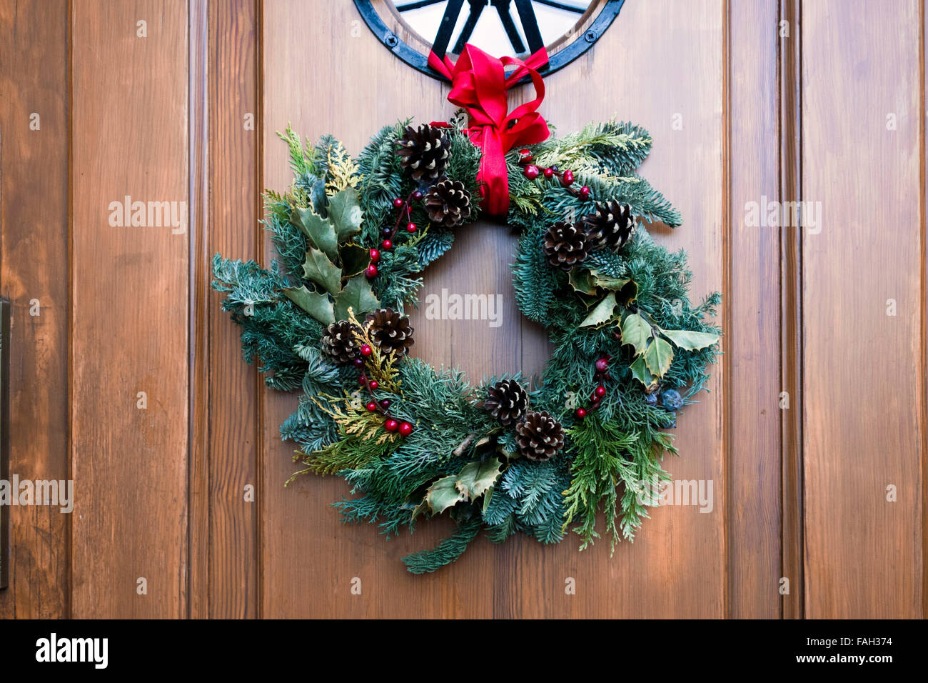 Christmas garland in front of a German home Stock Photo Alamy