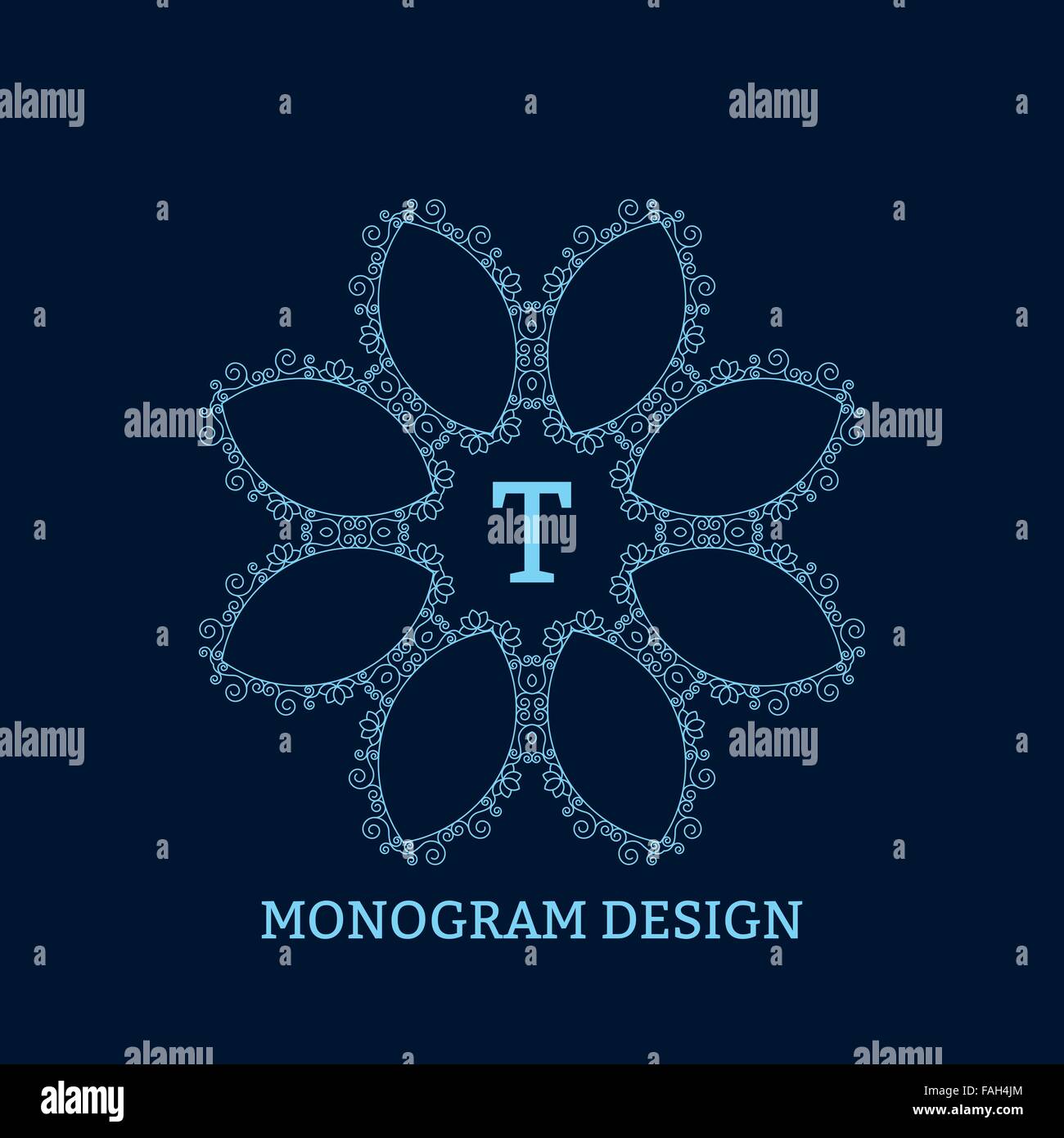 Blue Simple Monogram Vector illustration of the linear blue monogram Stock Vector Image ...