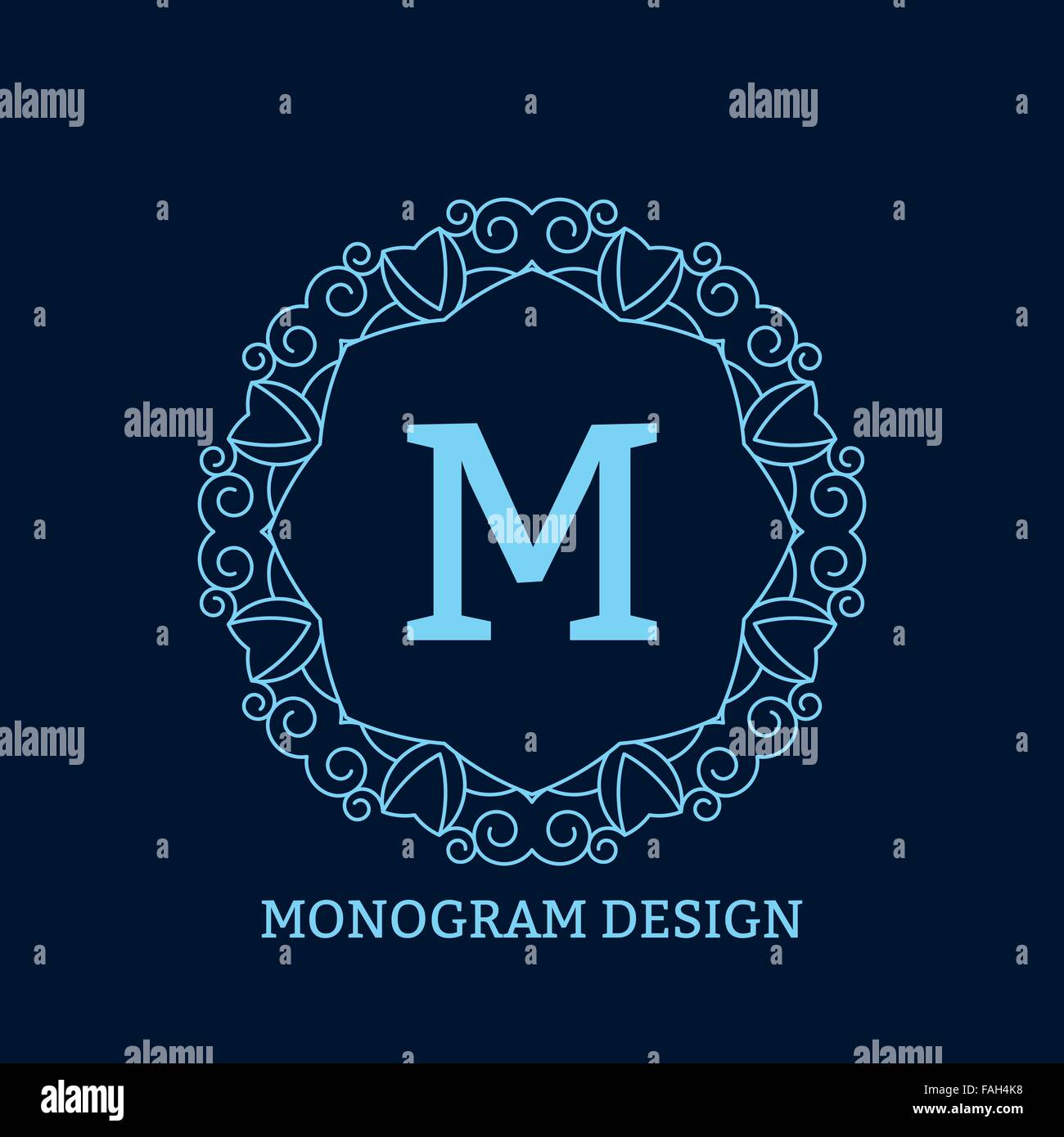 Blue Simple Monogram Vector illustration of the linear blue monogram Stock Vector Image ...