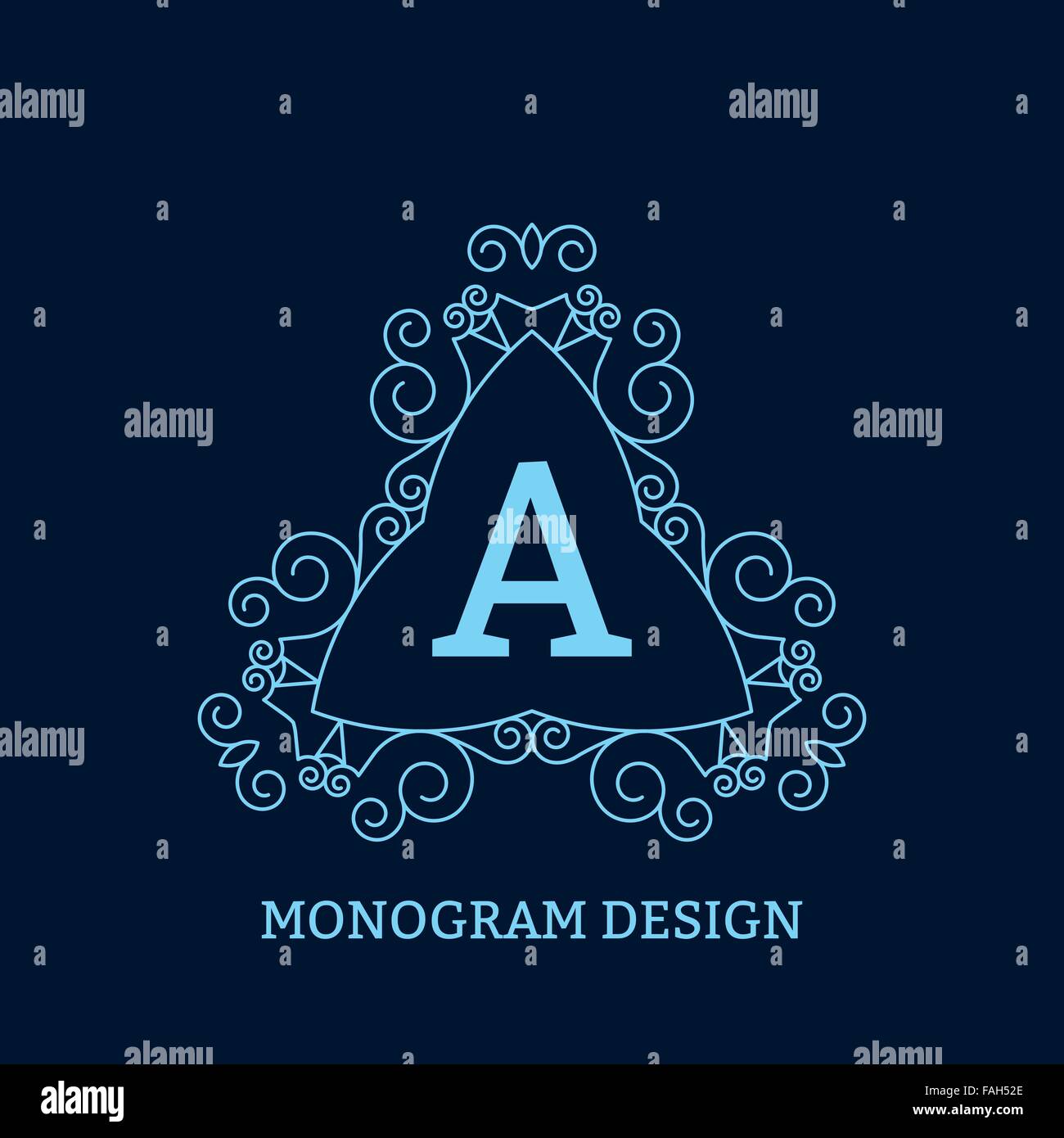 Blue Simple Monogram Vector illustration of the linear blue monogram Stock Vector Image ...