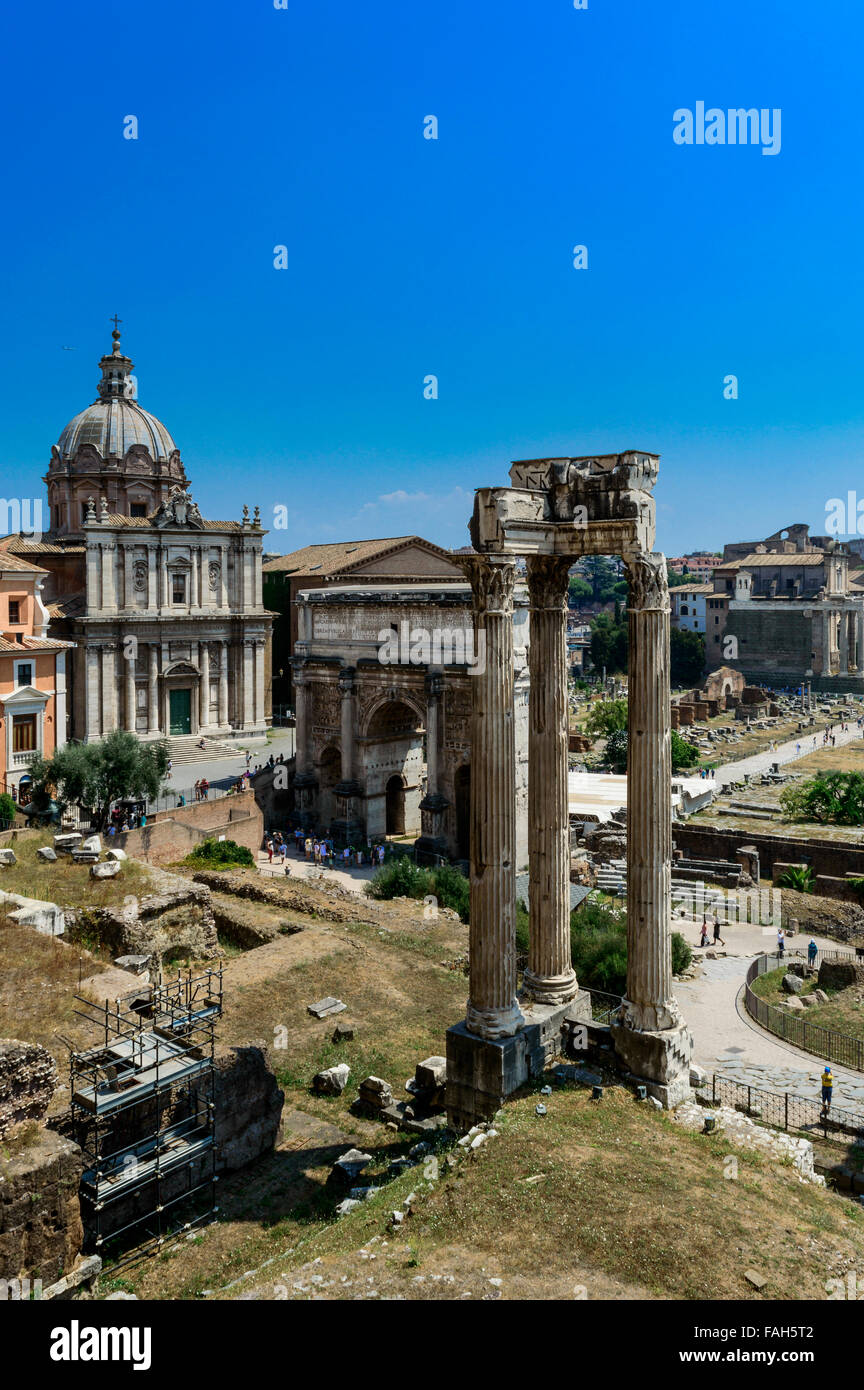 Rome, Italy - August 8, 2015: Different views of the Roman Forum Stock Photo