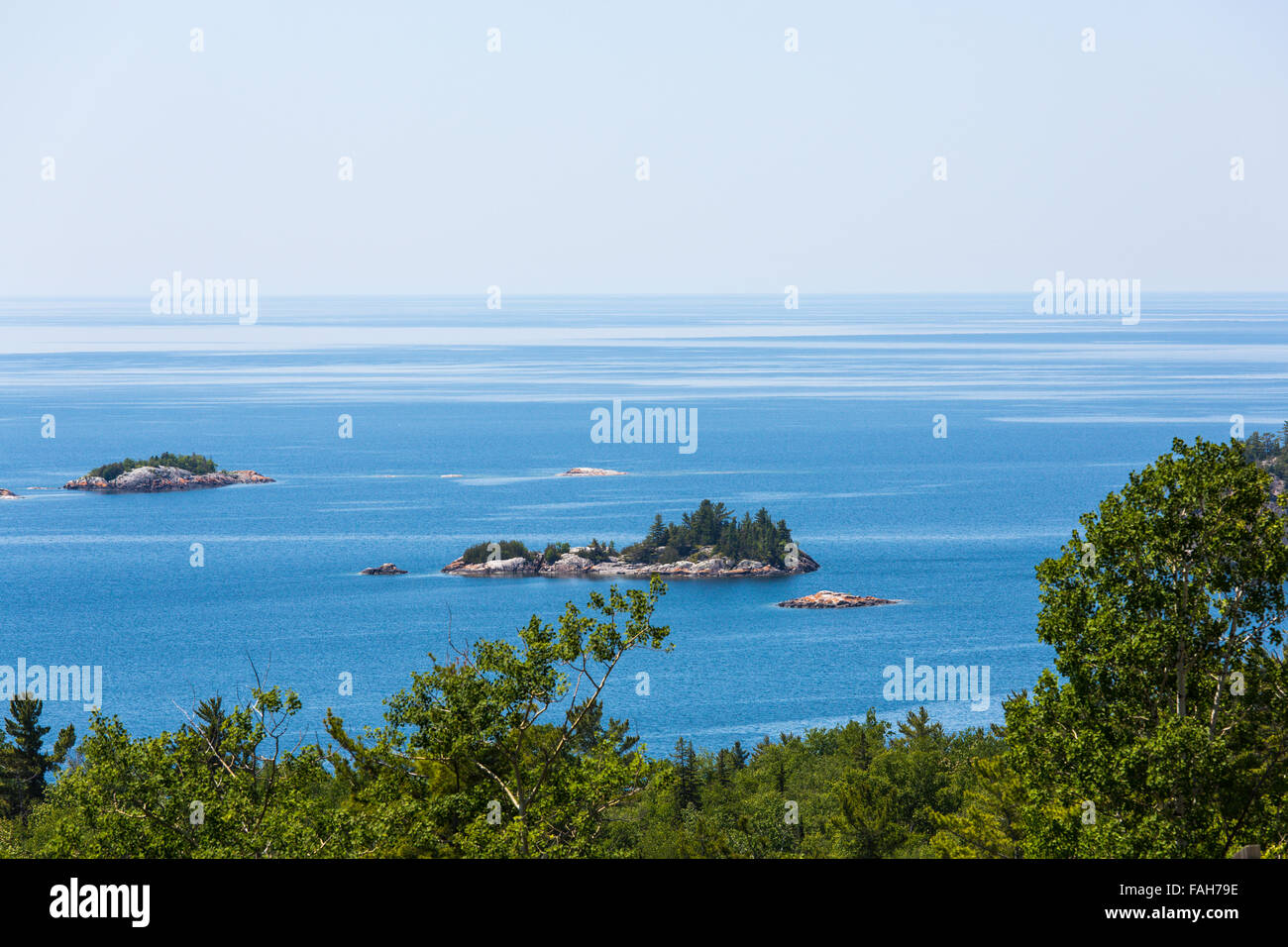 Small island in Lake Superior along Highway 17 in Ontario Canada Stock Photo
