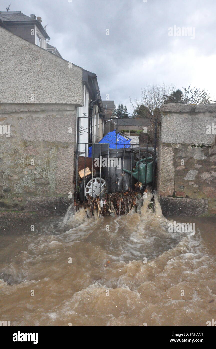 Images taken during the evacuation of Ballater during Storm Frank, 2015, Flooding, Village Stock Photo