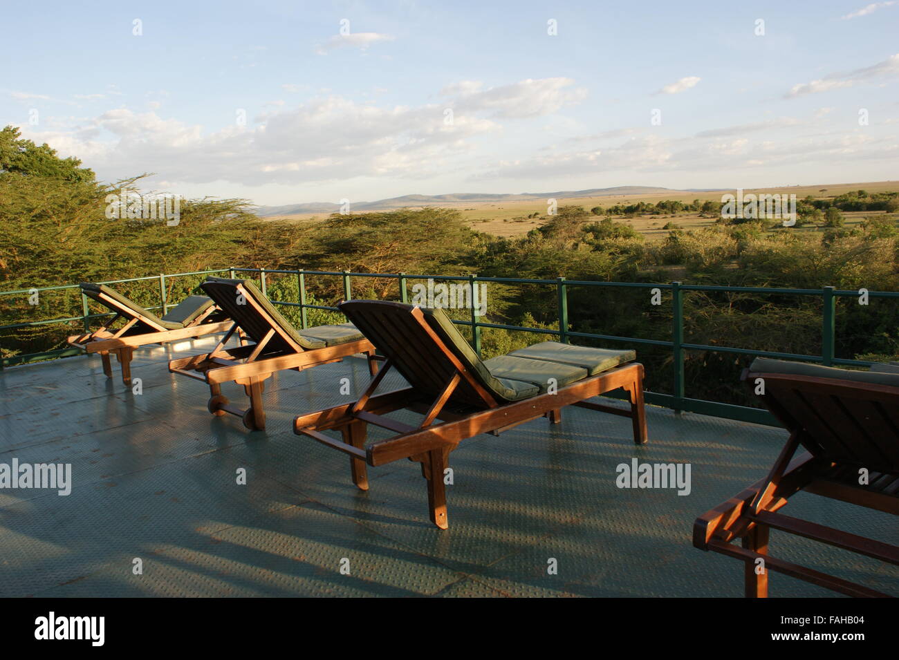 View point for tourists in the Masai Mara. Ilkeliani Camp, Maasai mara, Masai Mara National Reserve, Kenya, Africa. Stock Photo