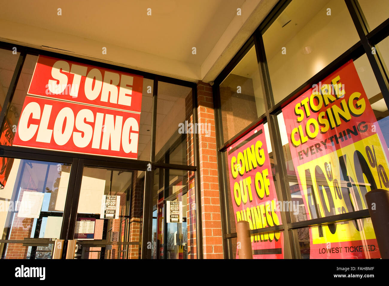 Going Out of Business Signs Stock Photo