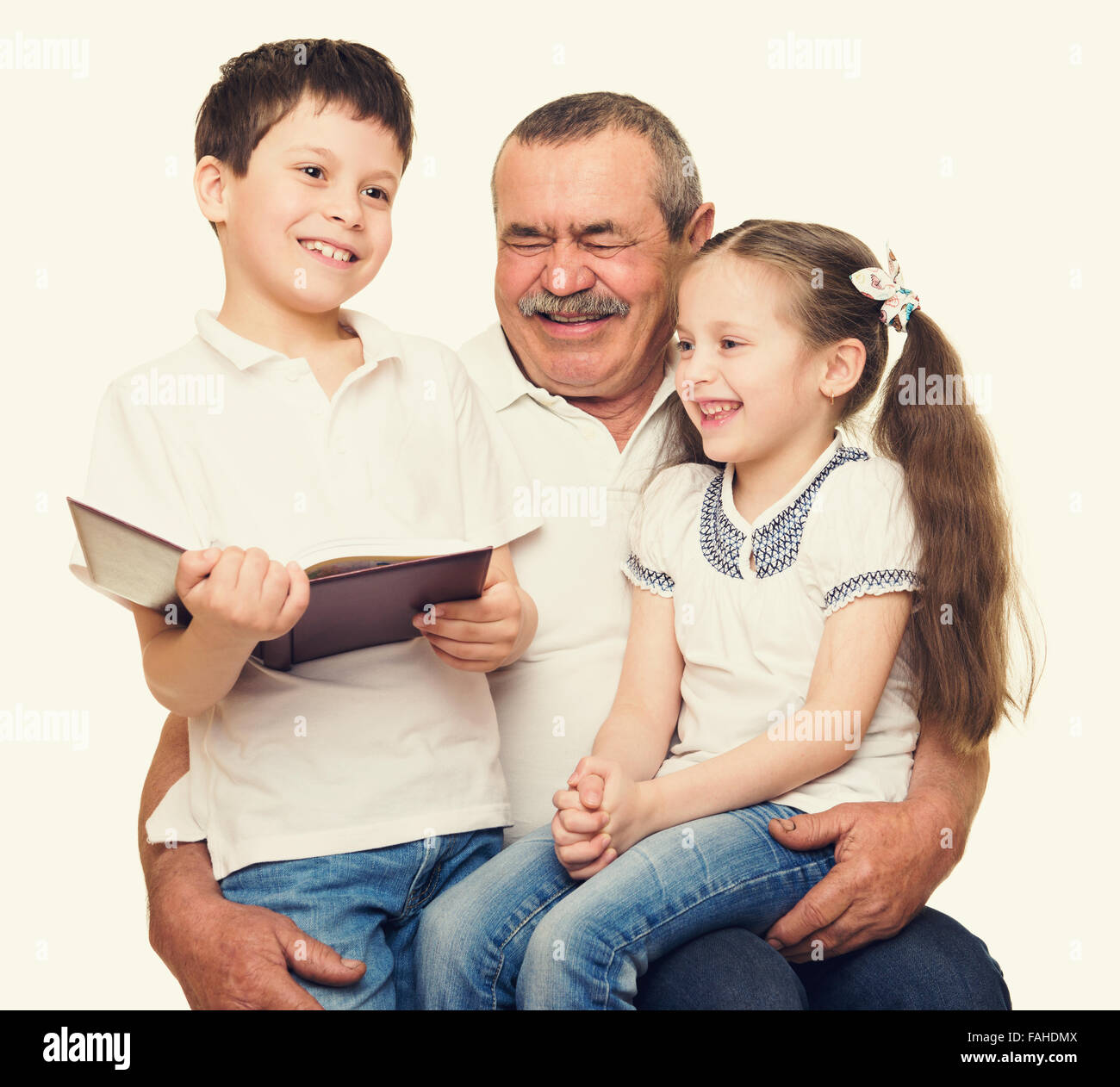 Grandfather and grandchildren portrait studio shoot Stock Photo - Alamy