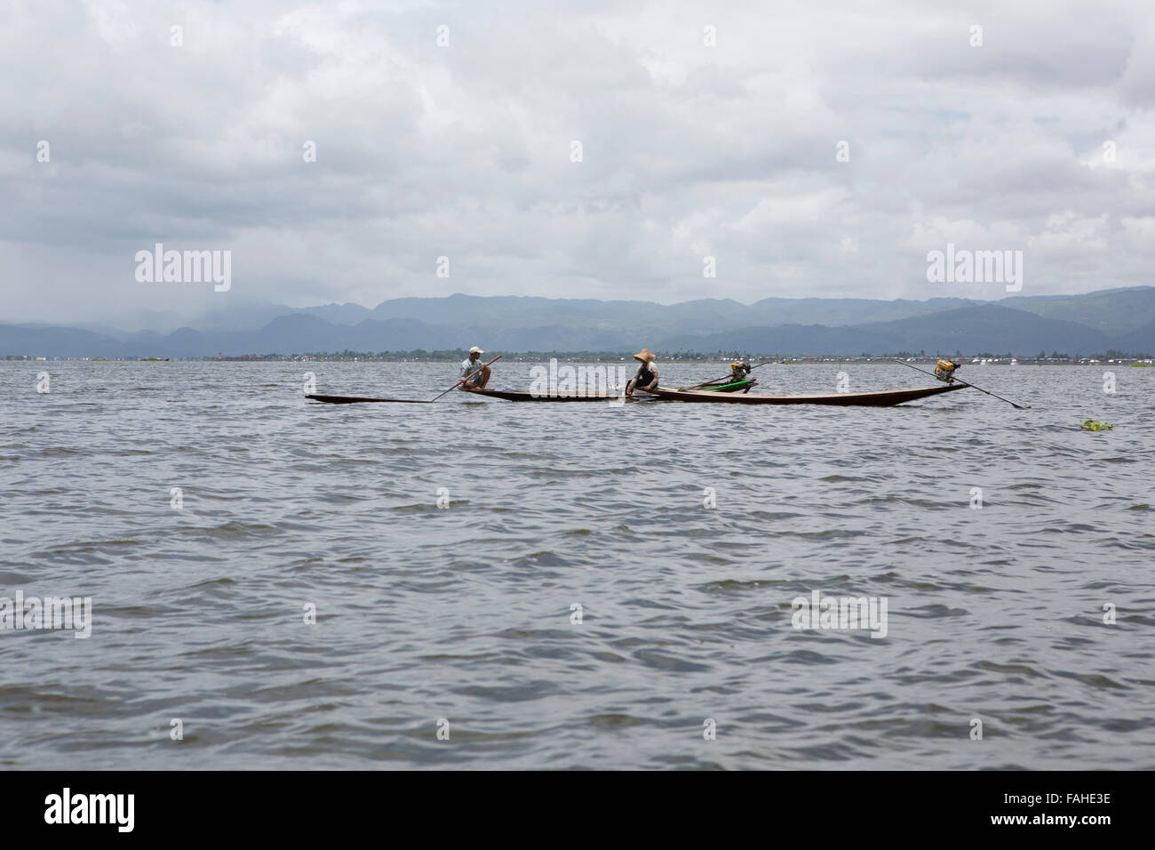 Fishermen from the Intha people on Inle Lake in Myanmar (Burma). The ...