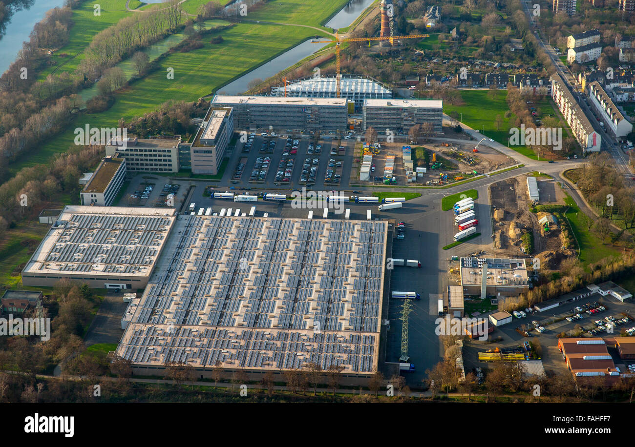Aerial view, expansion and construction Aldi Süd management and logistics warehouse, Styrum, Mülheim an der Ruhr, Ruhr area, Stock Photo