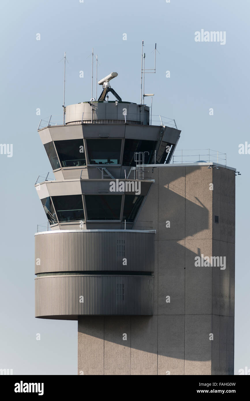 Air traffic control tower of Zurich international airport (Zurich Kloten, Switzerland). Stock Photo