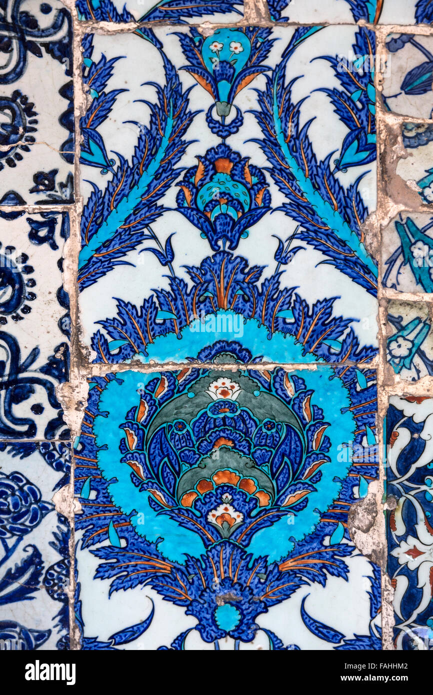 Macro view of tiles in Rustem Pasa Mosque, Istanbul, Turkey Stock Photo