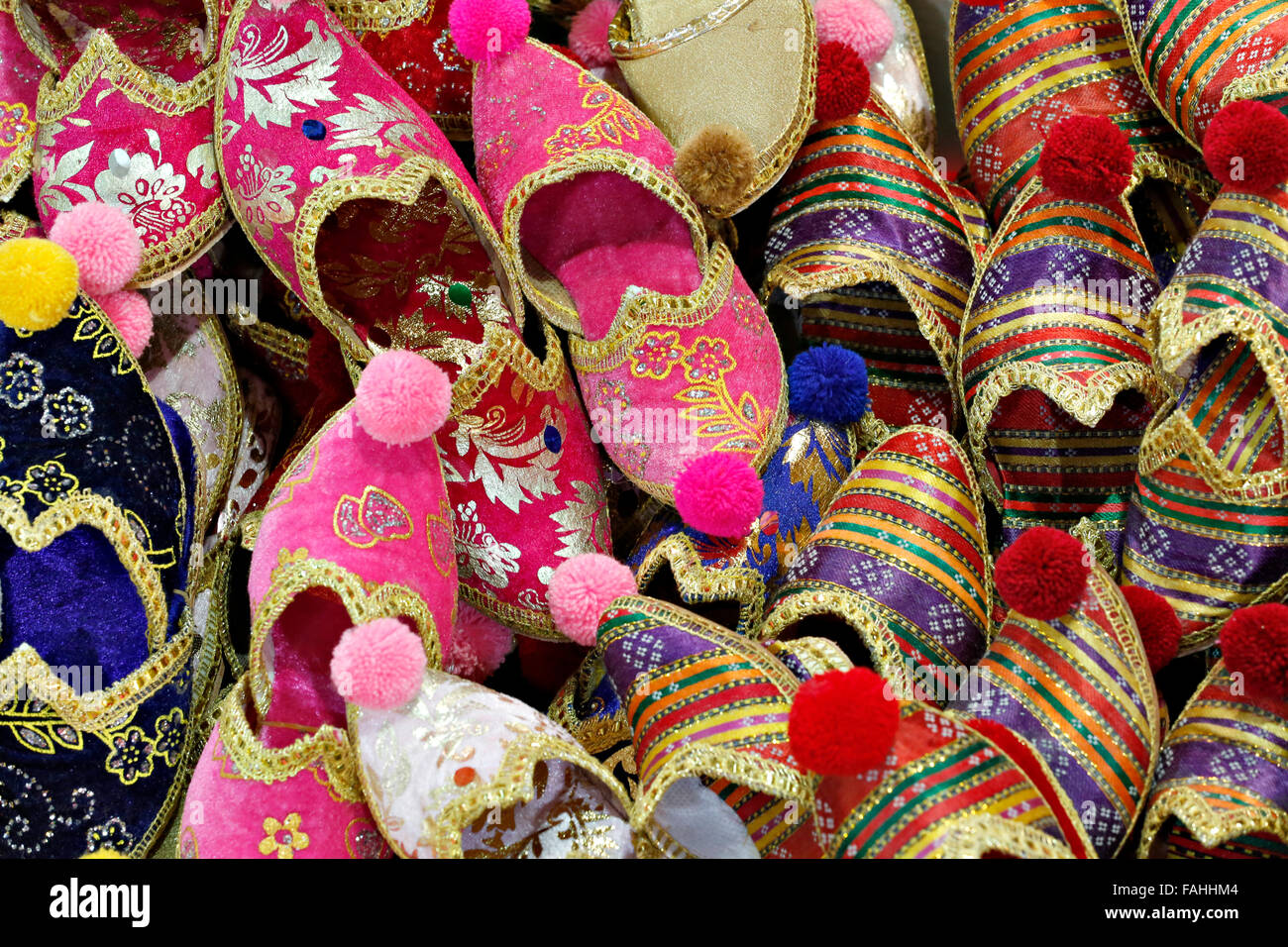 Folkloric slippers in Spice Bazaar, Istanbul, Turkey Stock Photo
