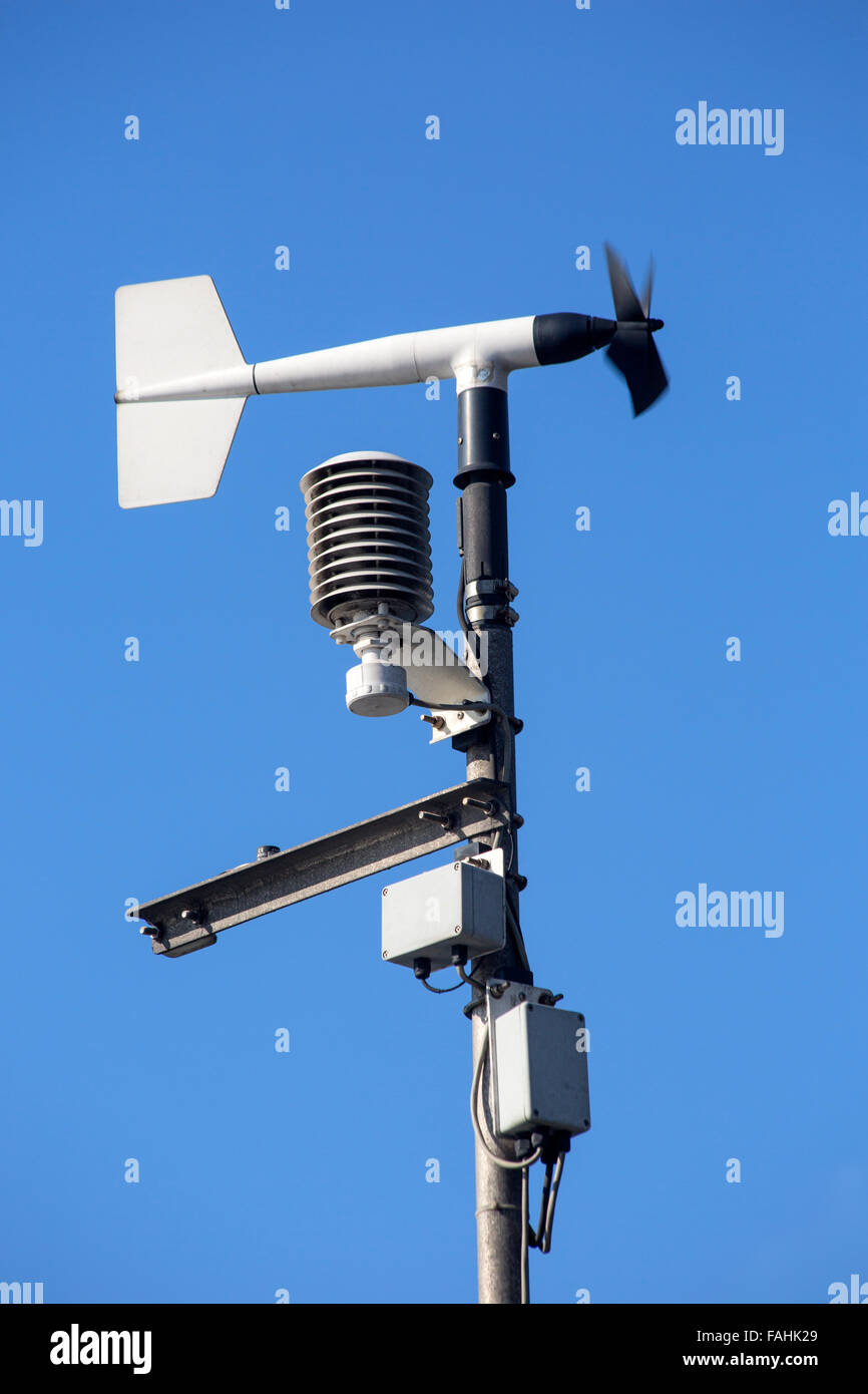 Revolving vane anemometer, a meteorological instrument used to measure the wind speed Stock Photo