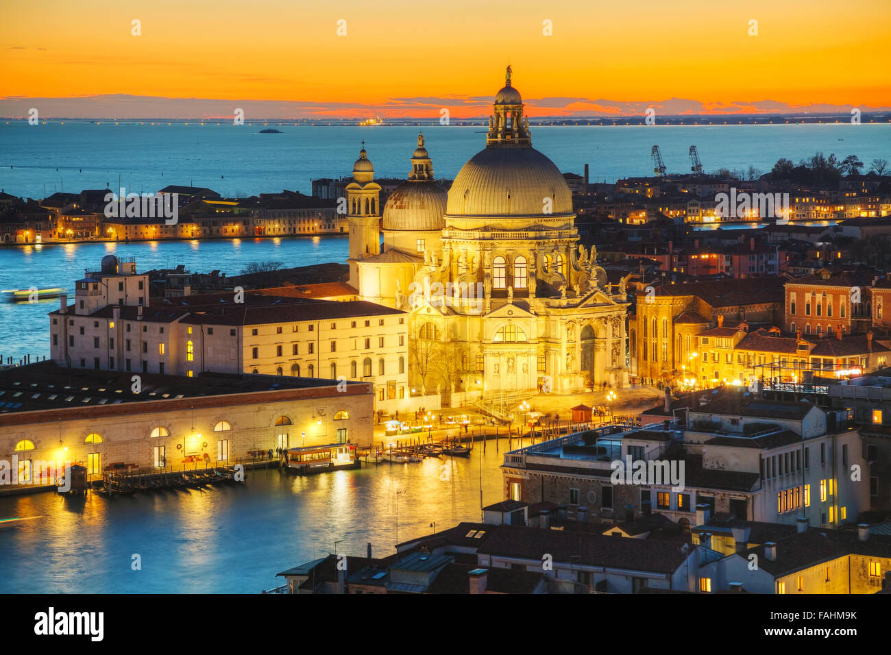 Basilica Di Santa Maria della Salute in Venice at sunset Stock Photo ...