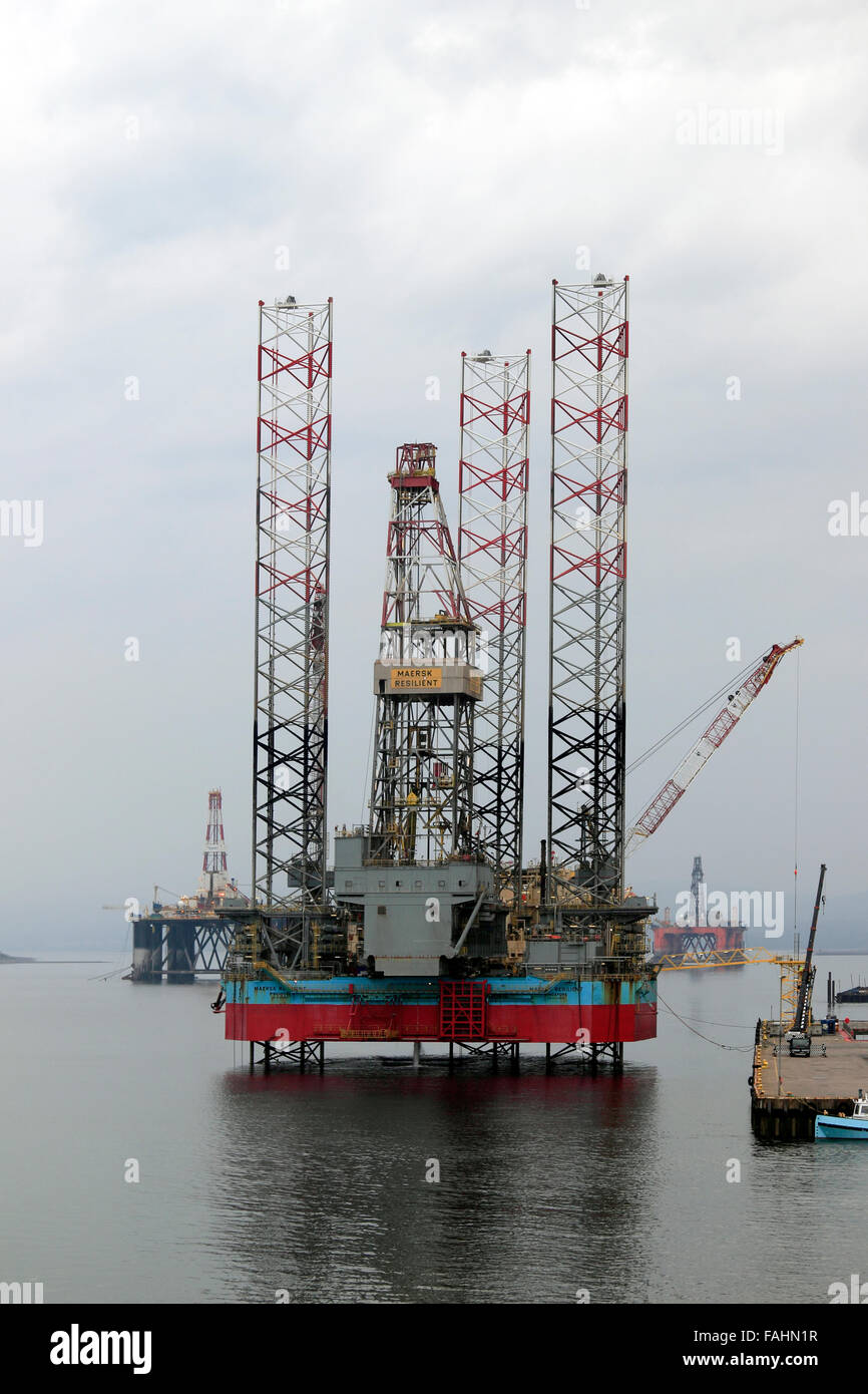 Oil rig in the Cromarty Firth Invergordon Highland Scotland UK Stock Photo