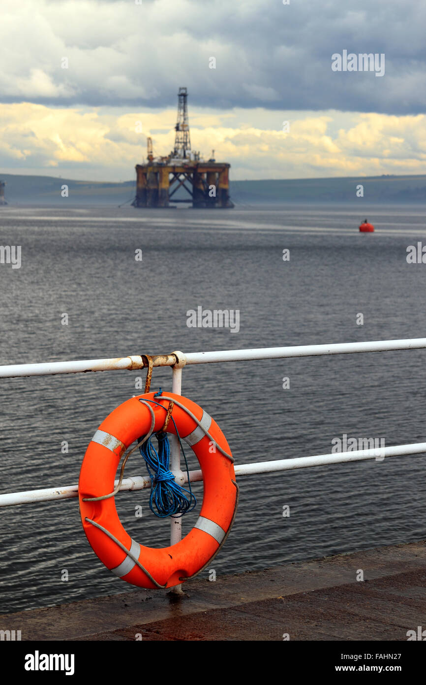 Oil rig in the Cromarty Firth Invergordon Highland Scotland UK Stock Photo