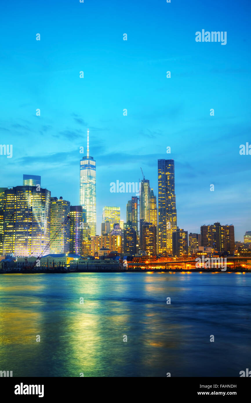 New York City aerial overview at the night time Stock Photo - Alamy