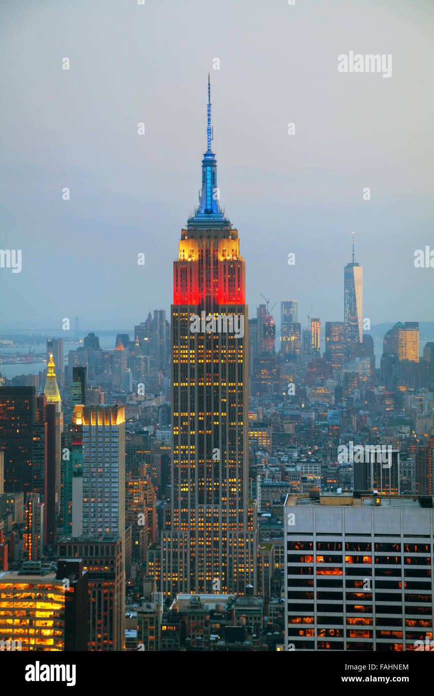 New York City aerial overview at the night time Stock Photo - Alamy