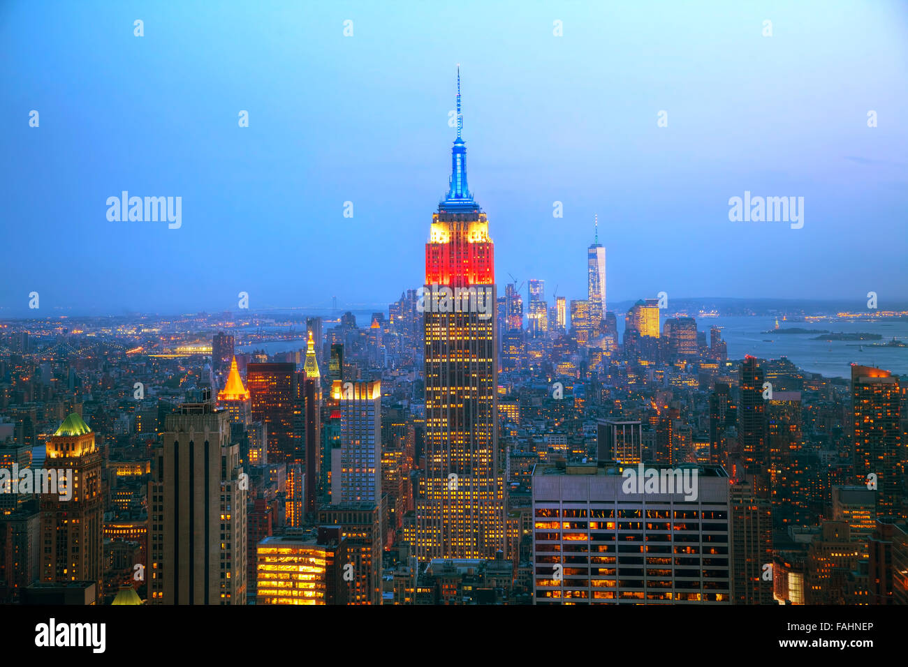 New York City aerial overview at the night time Stock Photo - Alamy