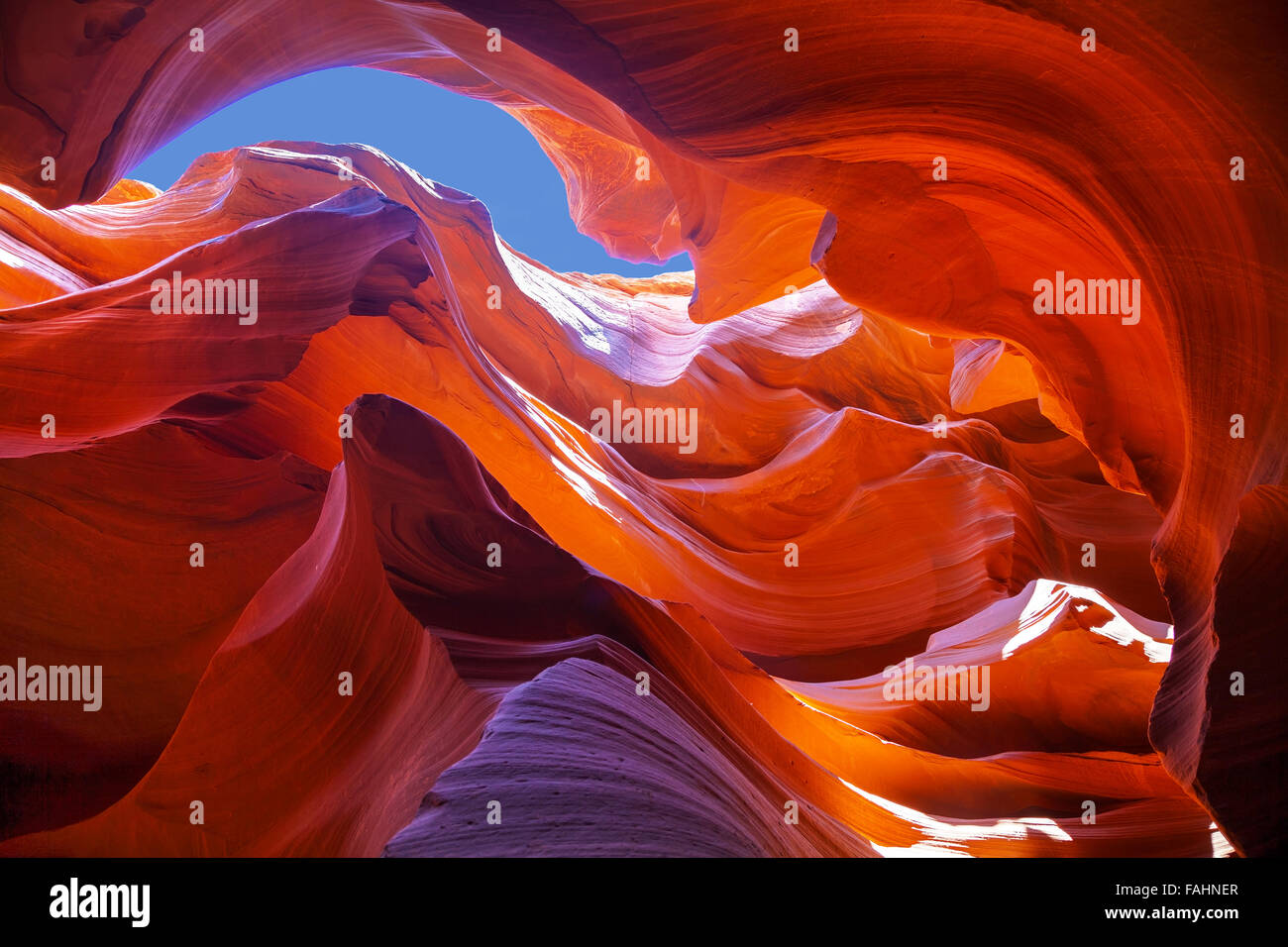 Lower Antelope Canyon view near Page, Arizona at noon Stock Photo