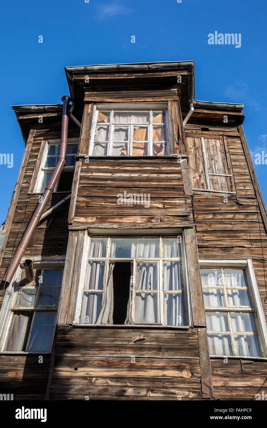 Old wooden house in Kadirga district of Istanbul, Turkey. Stock Photo