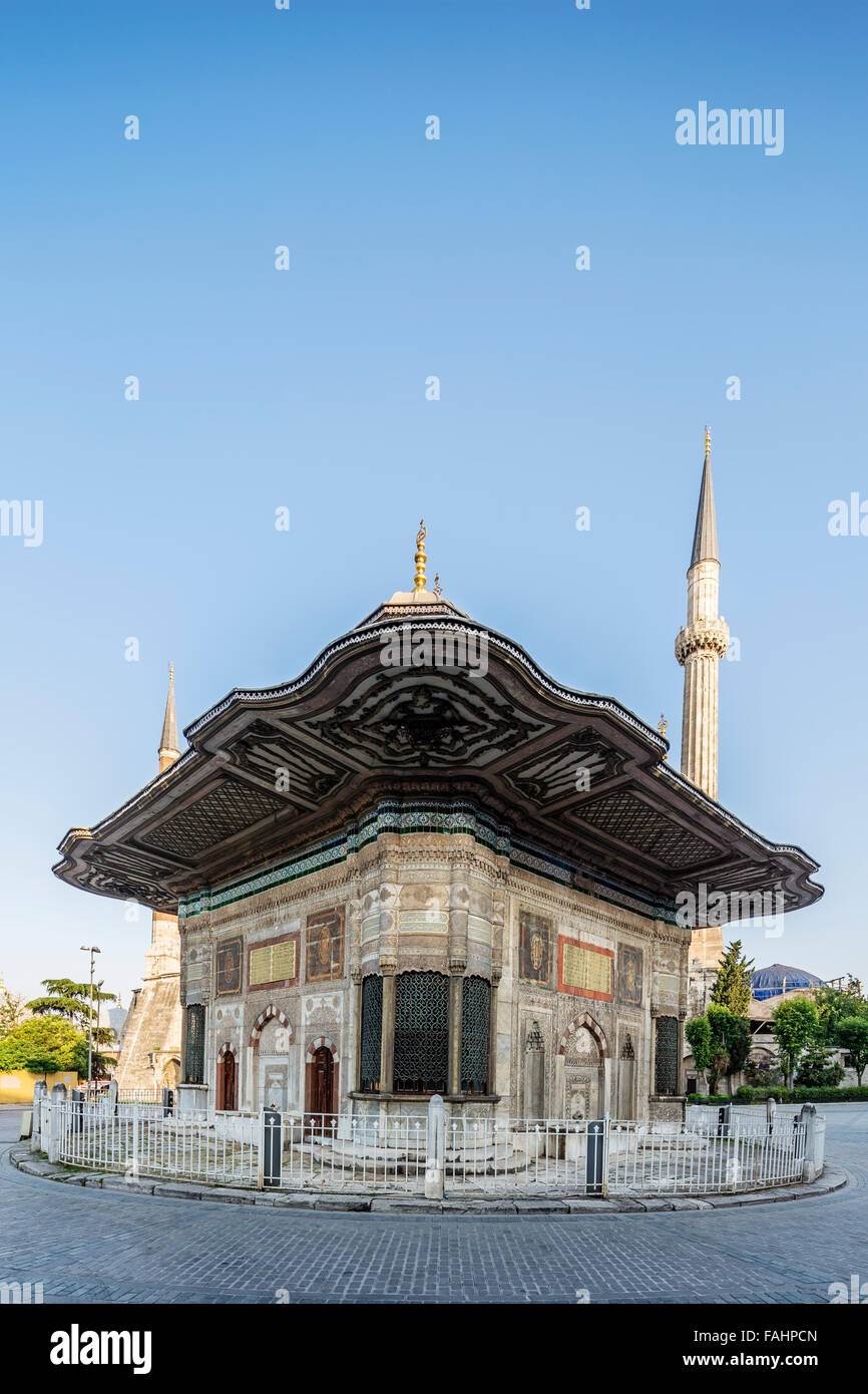 III. Ahmet Fountain in Fatih district of Istanbul, Turkey. Stock Photo