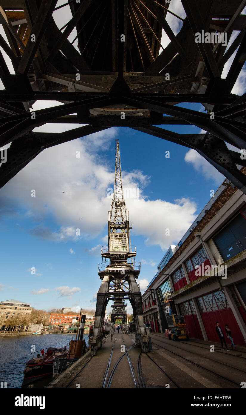 The Bristol cranes on the floating harbour at the M shed museum Stock Photo