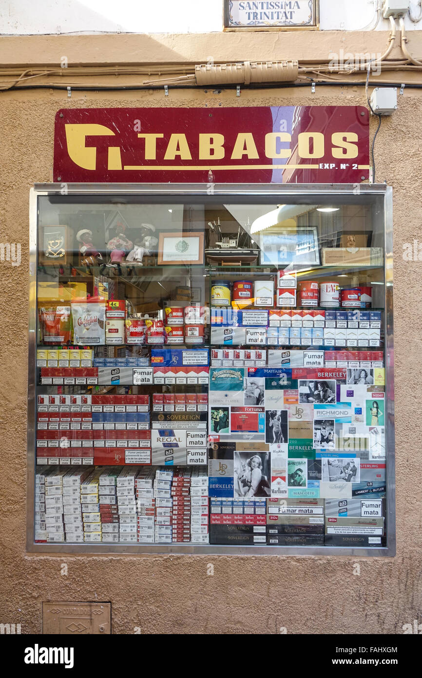 tabacos, tabacco shop Benidorm Alicante Province Costa Blanca Spain selling branded products Stock Photo
