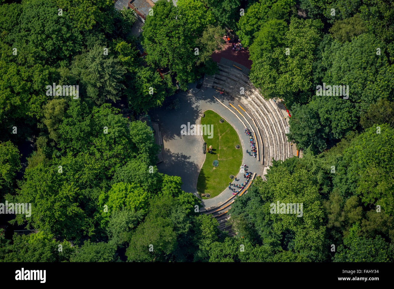 Aerial view, city lake with graduation and open air stage Werne, Werne, Ruhr area, North Rhine-Westphalia, Germany, Europe, Stock Photo