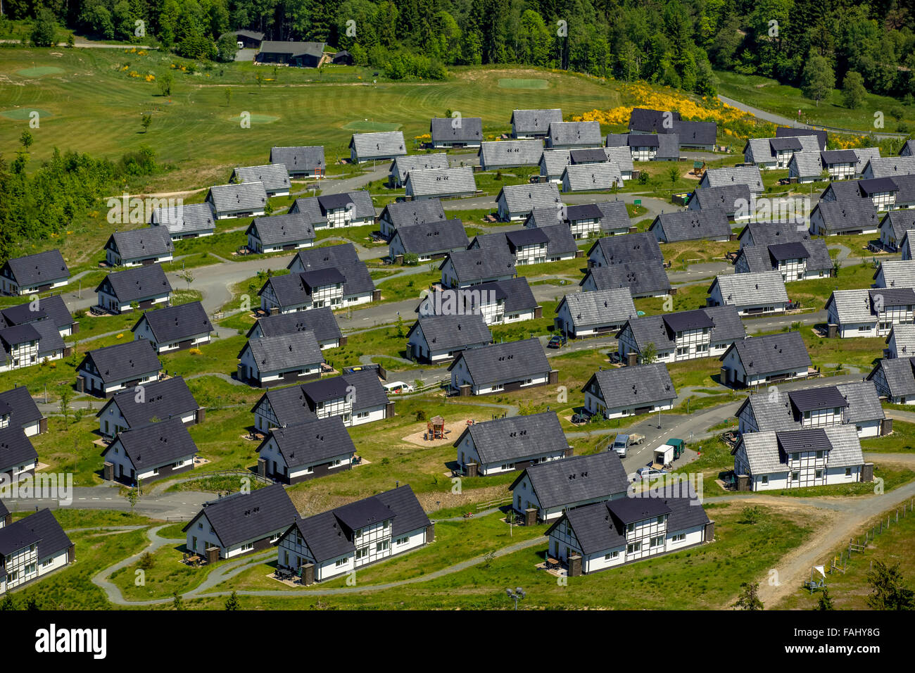 Aerial View Mountainside Of Landal Winterberg Holiday Park Stock