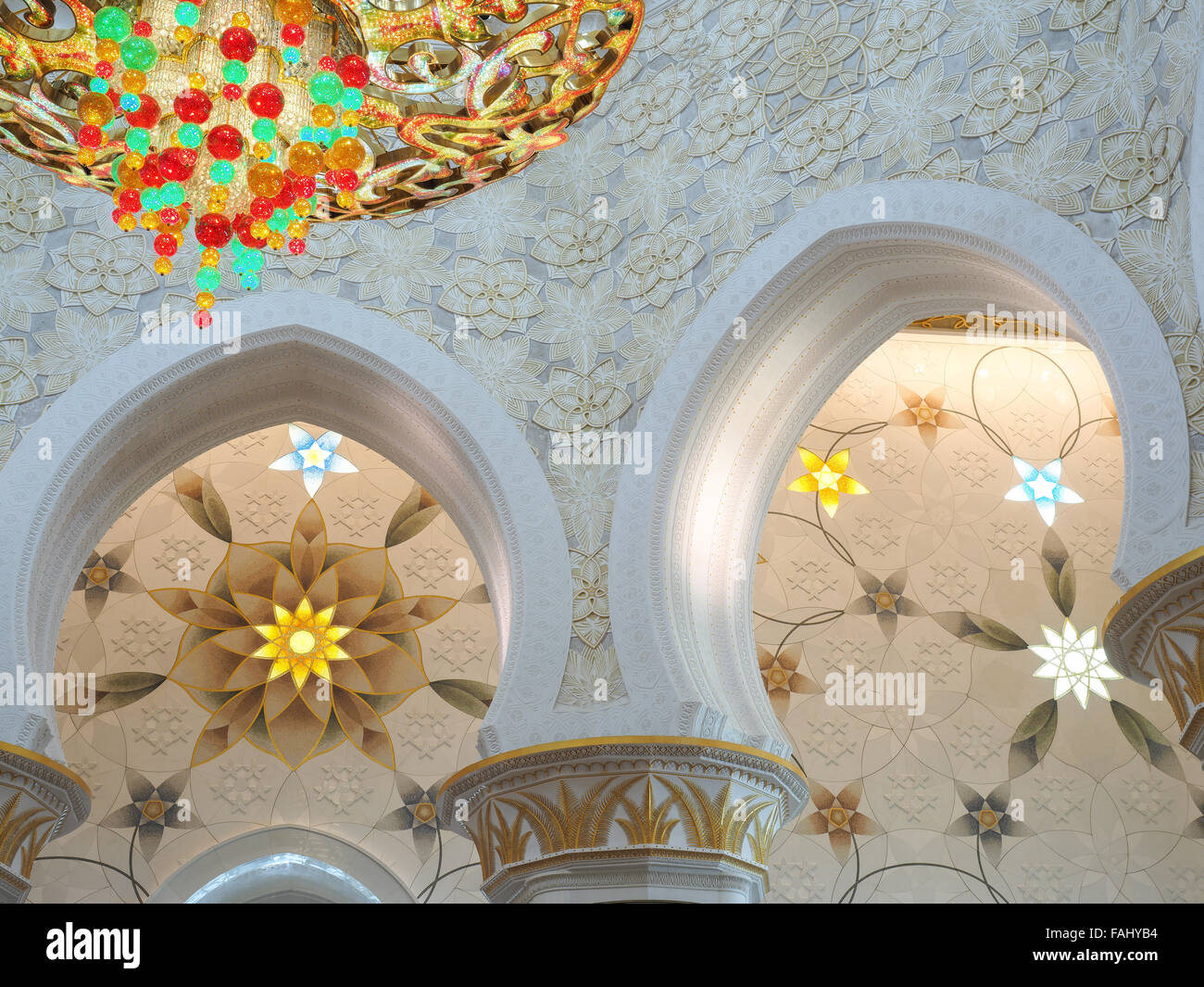Decoration of Sheikh Zayed Mosque and biggest in the world chandelier